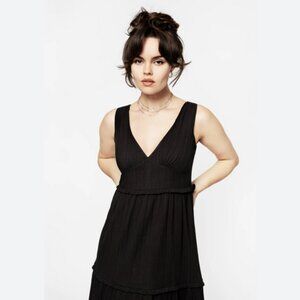 NEW Disturbia Womens Hereka Tiered Frill Midaxi Dress US 6, Black Gothic Vibe